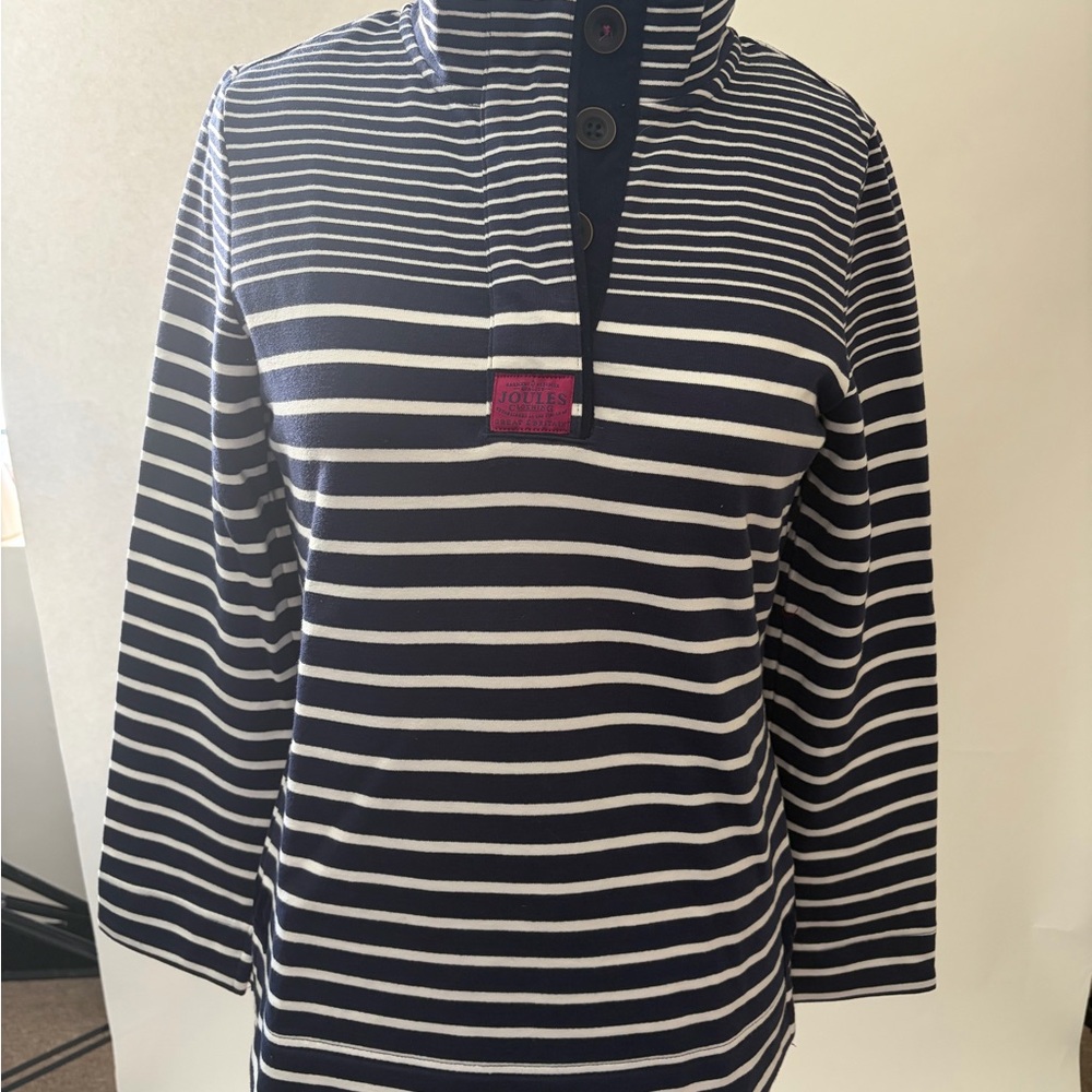 Joules Navy and Cream Striped Top